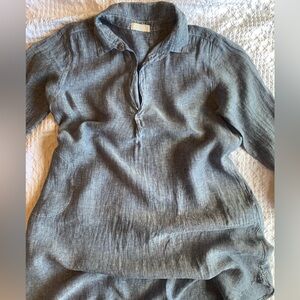 CP Shades Denim Blue %100 Linen Dress